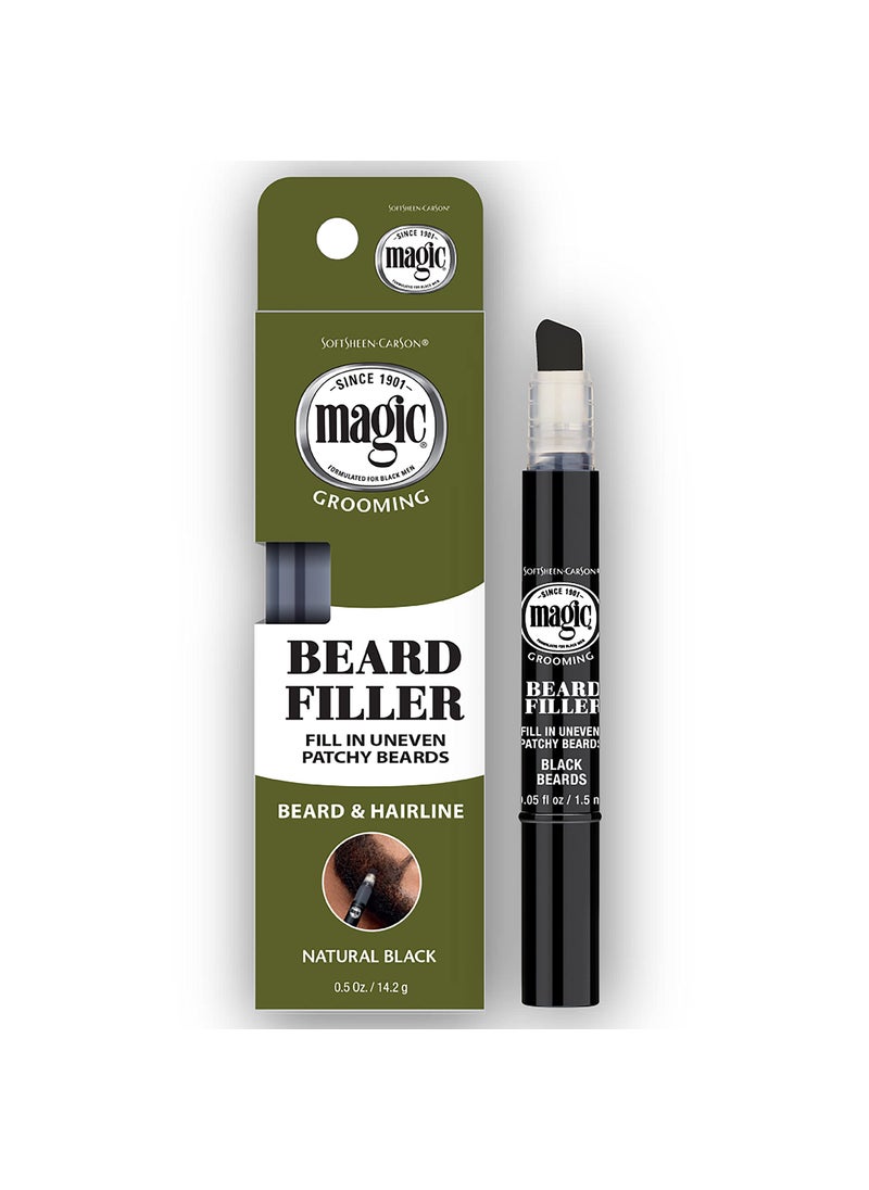 SoftSheen-Carson - SoftSheen-Carson Magic Grooming Beard Filler Pencil Brush for Men, Waterproof, Fill in Patchy Beard & Cover Greys, Natural Black Shade, Black, 0.05 Fl Oz - Image 1