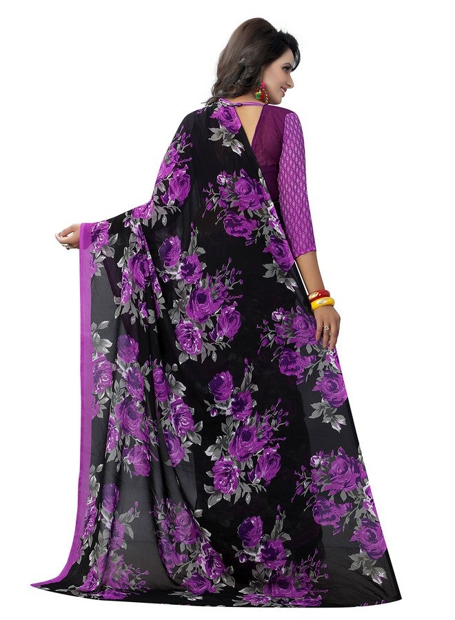 YASHIKA Yashika Georgette with Blouse Piece Saree (SDPL-Floral_Violet_FS) - Image 2