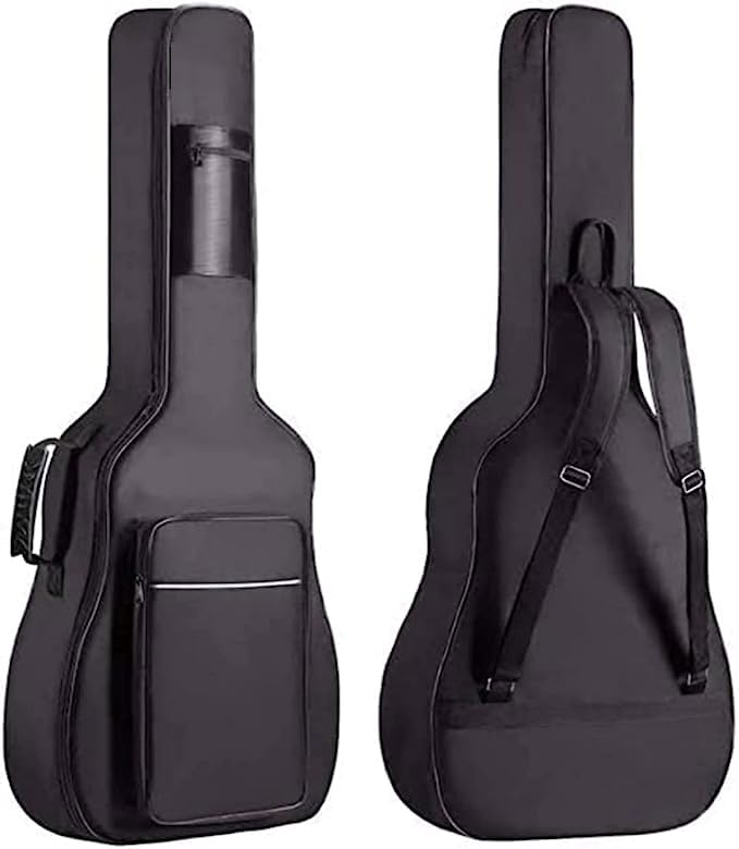 Acoustic Guitar Bag for All Size Guitars Heavy Nylon Material Fabric Padded Guitar Bag (Black)