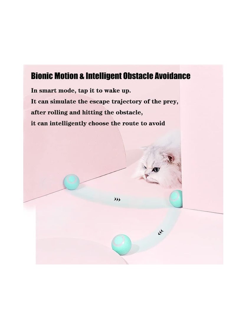 Dubkart - Interactive Cat Toys Balls, Intelligent Automatic Cat Ball with LED Light, USB Rechargeable, 360° Rotating Smart Kitten Toys for Indoor Cats Funny Stimulate Hunting Instinct Chasing Ball, Blue - Image 1