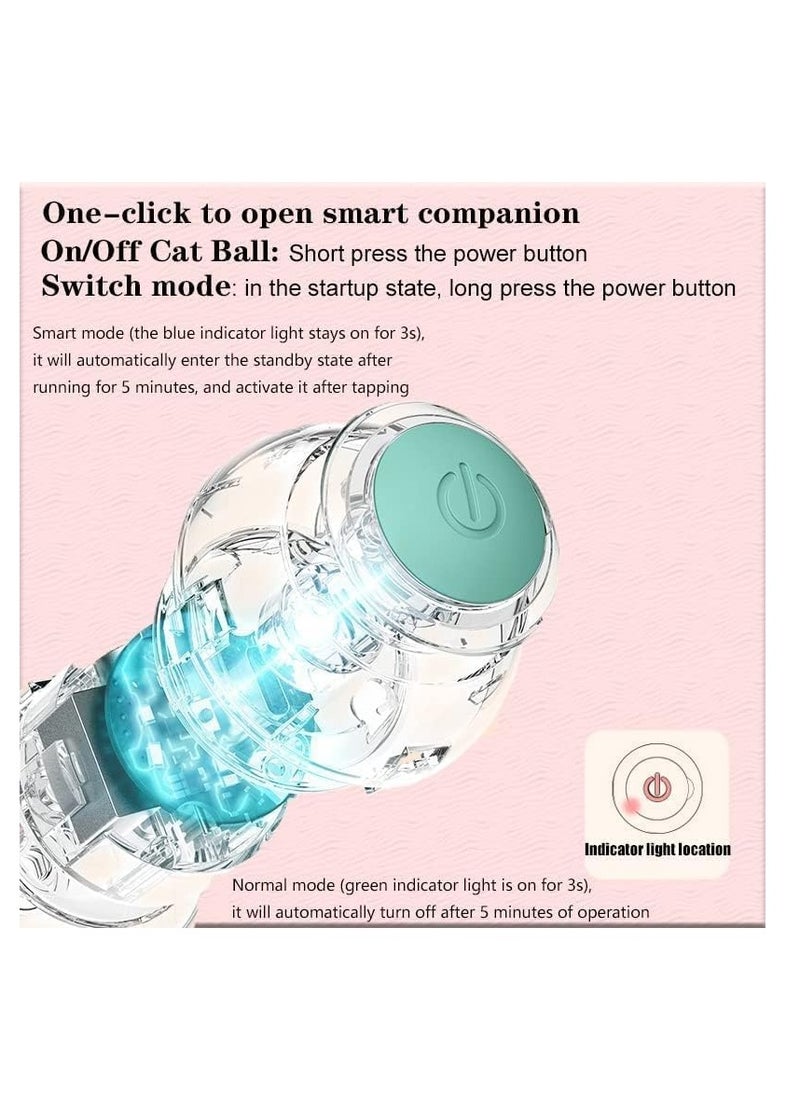 Dubkart - Interactive Cat Toys Balls, Intelligent Automatic Cat Ball with LED Light, USB Rechargeable, 360° Rotating Smart Kitten Toys for Indoor Cats Funny Stimulate Hunting Instinct Chasing Ball, Blue - Image 1
