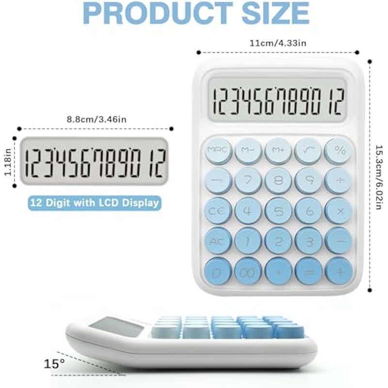 Standard Gradient Blue Calculator - 12 Digit Display and Big ons, Cute Office and School Accessory - Image 2