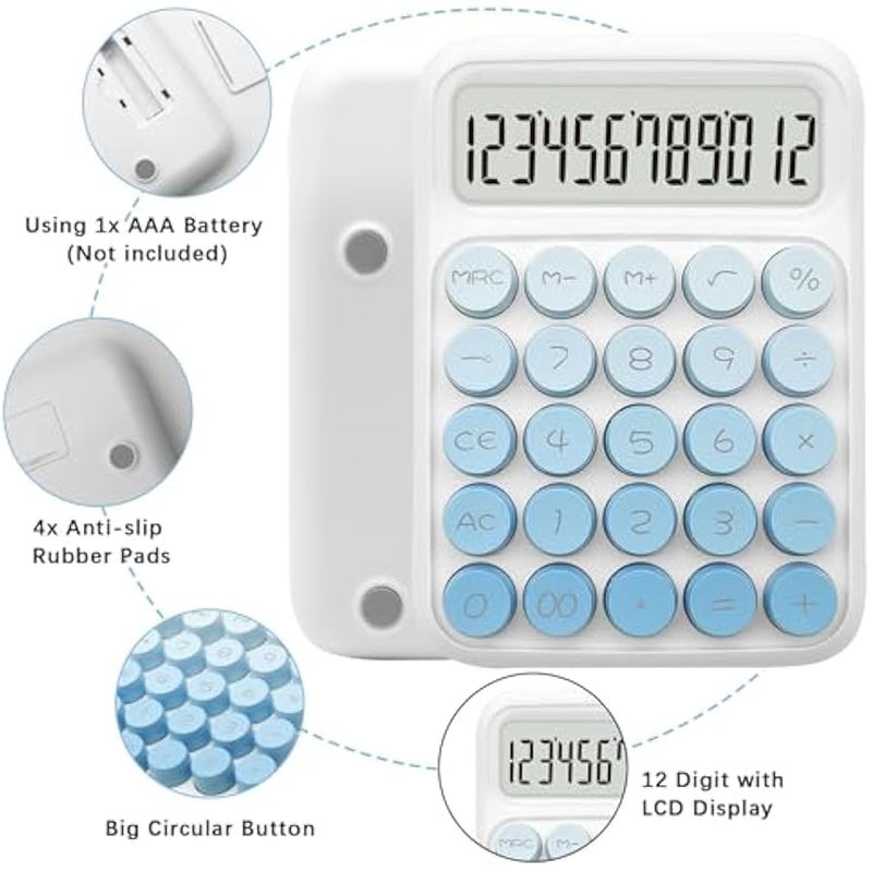 Standard Gradient Blue Calculator - 12 Digit Display and Big ons, Cute Office and School Accessory - Image 3