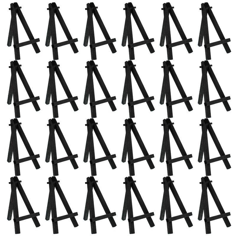 US Art Supply 5 Mini Easel 24 Pack  Black Wooden AFrame Tabletop Display Stand Mini Easel Stand  Small Easels for Display Small Canvases Crafts Business Cards Signs Photos Gifts