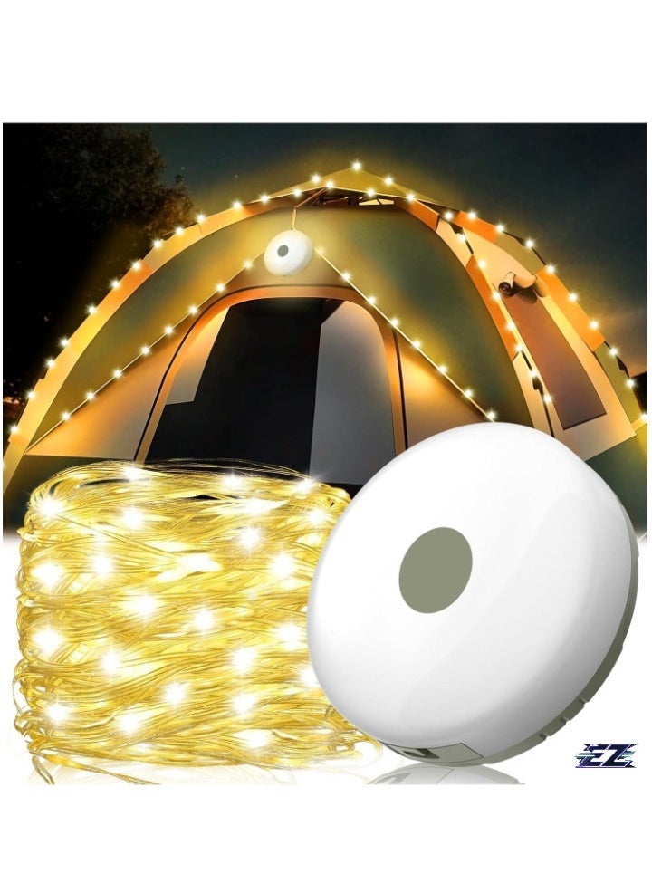 ELTRAZONE Portable Retractable Camping String Lights 10m Waterproof LED String Lights for Outdoor Use – Ideal for Parties, Camping, Garden, and Outdoor Events – Warm White Lights, Portable and Easy to Use  - Image 1