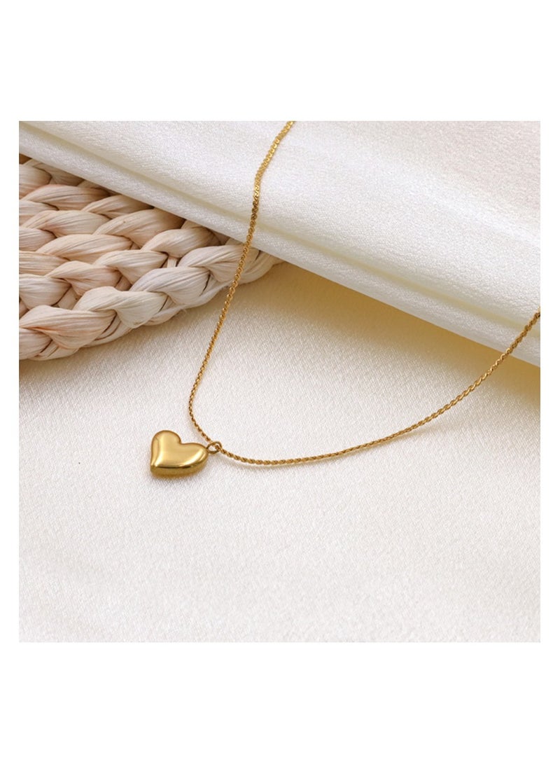 xozgdovg Simple and versatile smooth love pendant titanium necklace chain - Image 1