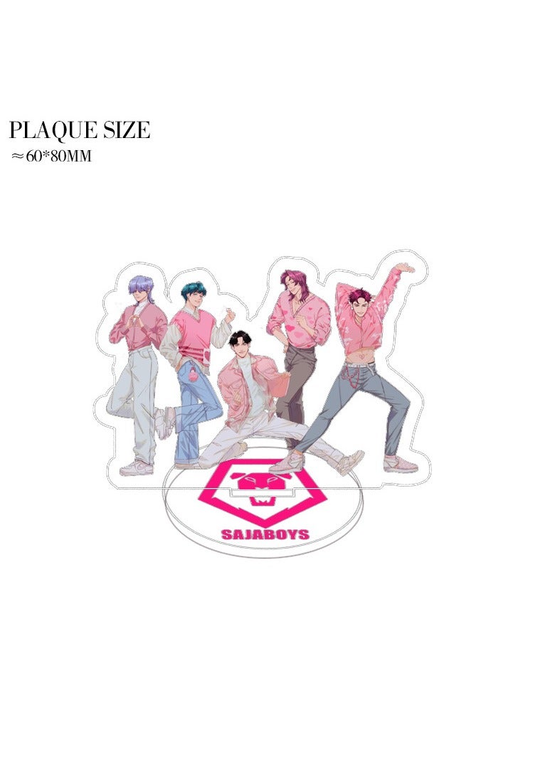 عام طقم دَعَامَات كيبوب "صياد الشياطين" (6 قطع) - زينة أكرليك شفافة ثنائية الوجه مقاس 8 سم لطاولة المكتب. مجموعة دَعَامَات مخصصة للمعجبين، تُستخدم كقطع جمع وزينة مكتب لأيقونات الكيبوب. - Image 5