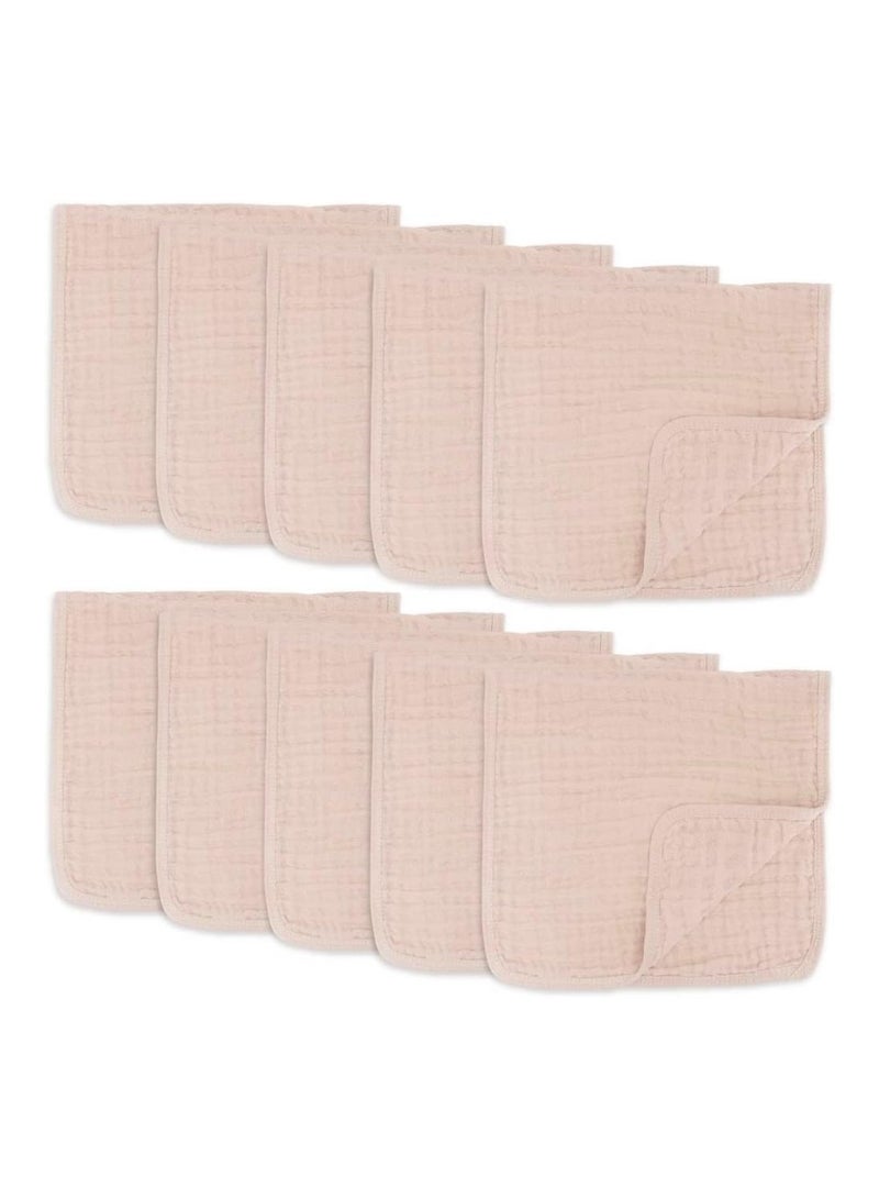 Muslin Burp Cloths Large 100% Cotton Hand Washcloths For Babies (Blush 10-Pack, 20" X10")