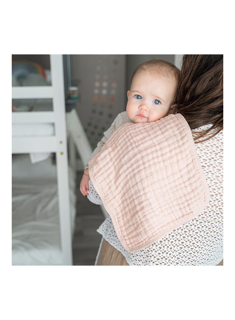 Muslin Burp Cloths Large 100% Cotton Hand Washcloths For Babies (Blush 10-Pack, 20" X10")