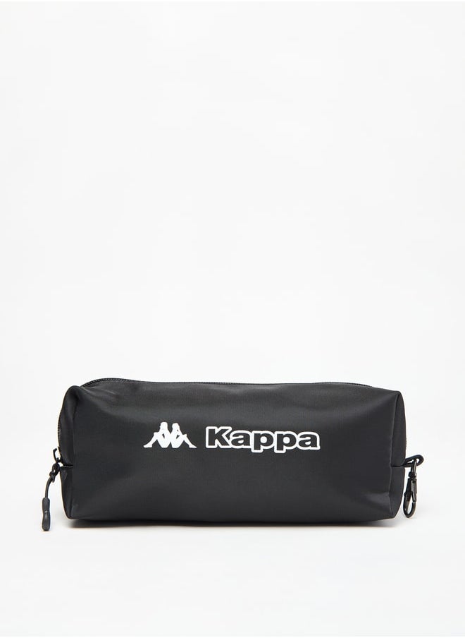 Kappa Boys Logo Print Backpack with Adjustable Straps and Pencil Pouch - 45x15x32 cm  - Image 2