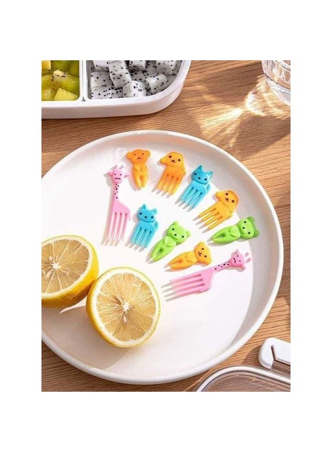 10 Pcs Cute Animal Fruit Food Forks, Mini Cartoon Toothpicks for Kids Plates Party Decoration Lunch Box Sandwich Appetizer Cake Cupcake Mini Desserts - Image 3
