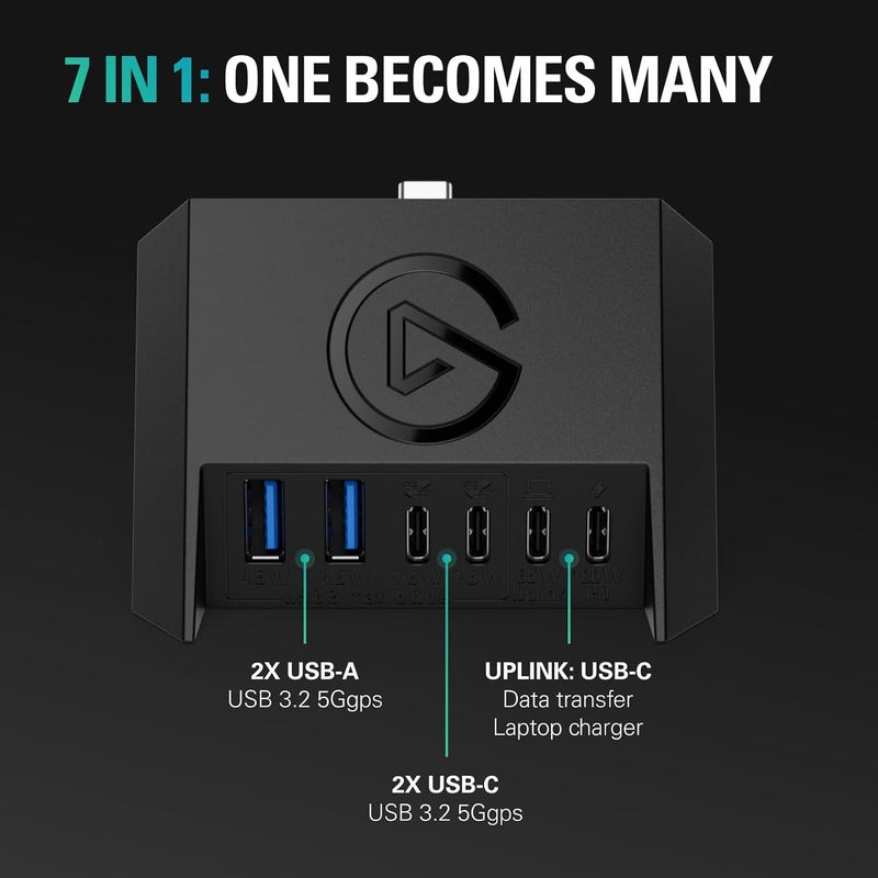 إلجاتو محور USB من Elgato – لاستخدامه مع Stream Deck+، يحتوي على 2 منفذ USB-C و2 منفذ USB-A، دعم لتقنية Power Delivery، قارئ بطاقات SD/microSD (منفذ USB-C)، يتوافق مع أنظمة Mac وPC؛ لا يتم تضمين Stream Deck أو مصدر الطاقة مع الجهاز. المواصفات التقنية: منافذ النقل الهابط: 2 منفذ USB-A و2 منفذ USB-C (سرعة 5 جيجابايت في الثانية) قارئ بطاقات SD/microSD (منفذ USB-C) قدرة الطاقة: تصل إلى 100 واط يتوافق مع أنظمة Mac وPC الأبعاد: 88 مم (طول) × 76 مم (عرض) × 58 مم (ارتفاع) الوزن: 89 جرام - Image 4