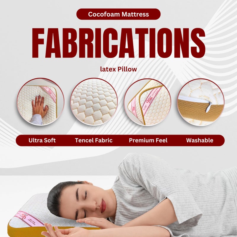 COCOFOAM Organic Latex Pillow Tencel Fabric - Cooling, Hypoallergenic, Ergonomic Support for Neck & Back Pain Relief, Natural Comfort for Restful Sleep (Latex Pillow Tencel Fabric, 2) - Image 3