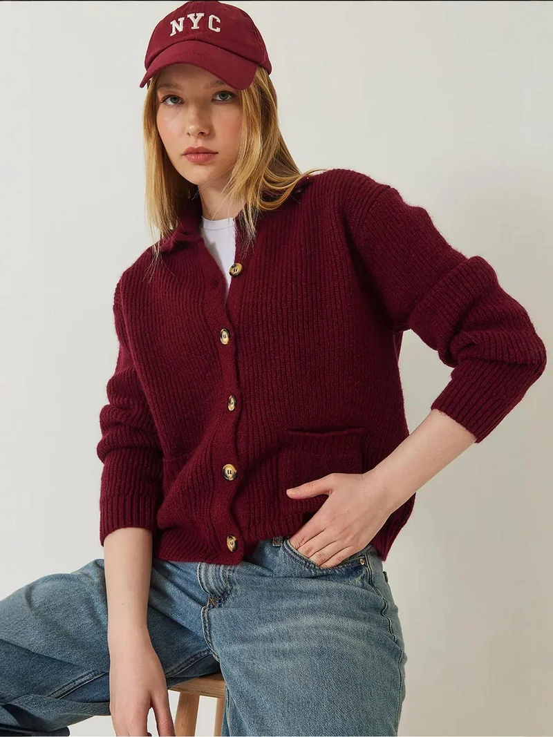 LUCCI Textured Knitwear Long Sleeve Cardigan