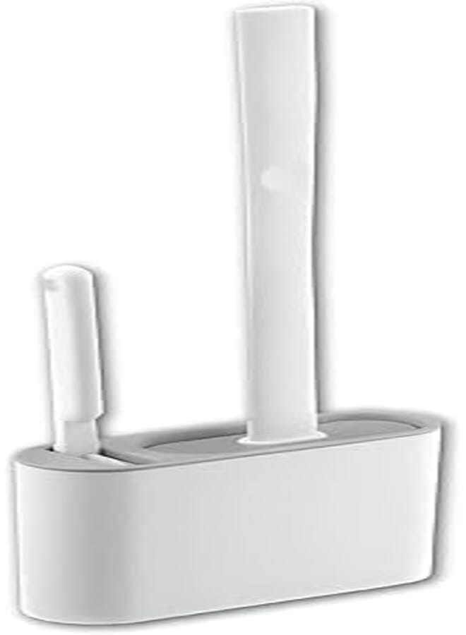 Silicone Toilet Brush with Holder, Freestanding Toilet Brush with Holder, Wall-Mounted Toilet Brush Without Drilling, White Bathroom Deep Cleaning Brush