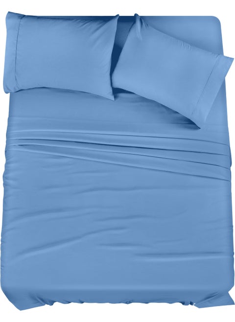 Utopia Bedding King Bed Sheets Set - 4 Piece Bedding - Brushed Microfiber - Shrinkage and Fade Resistant - Easy Care (King  Dutch Blue)