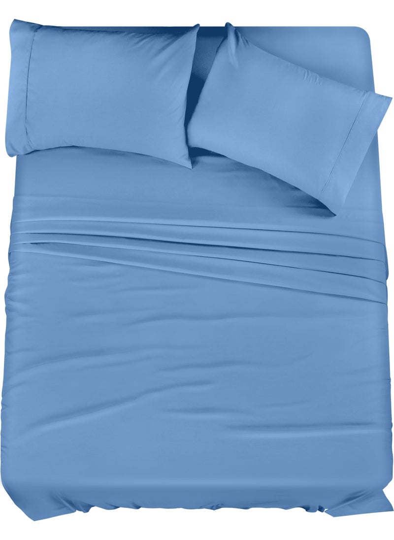 Utopia Bedding Utopia Bedding King Bed Sheets Set - 4 Piece Bedding - Brushed Microfiber - Shrinkage and Fade Resistant - Easy Care (King  Dutch Blue)  - Image 1