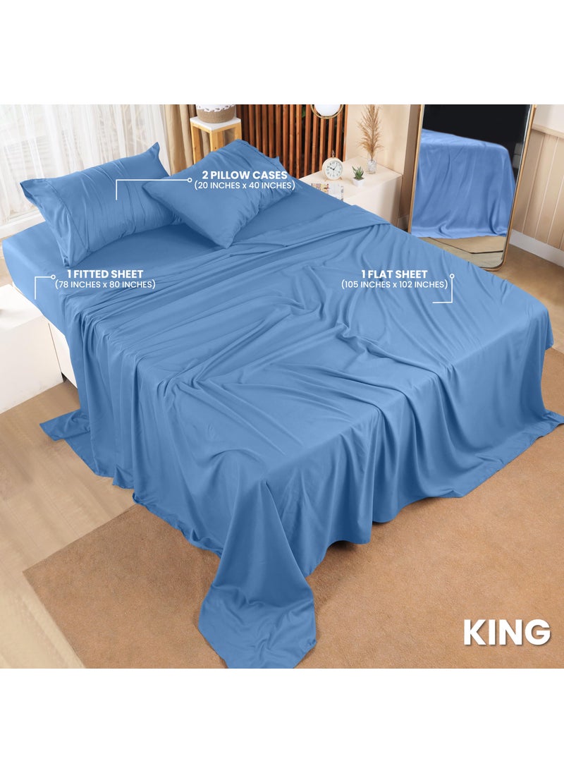 Utopia Bedding Utopia Bedding King Bed Sheets Set - 4 Piece Bedding - Brushed Microfiber - Shrinkage and Fade Resistant - Easy Care (King  Dutch Blue)  - Image 2