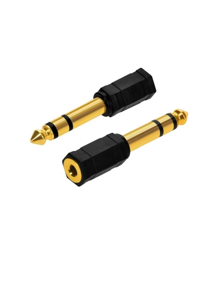 6.5mm Male TRS Stereo Plug to 3.5mm Female TRS Stereo Jack Adapter, Gold Plated, Black  - Image 4