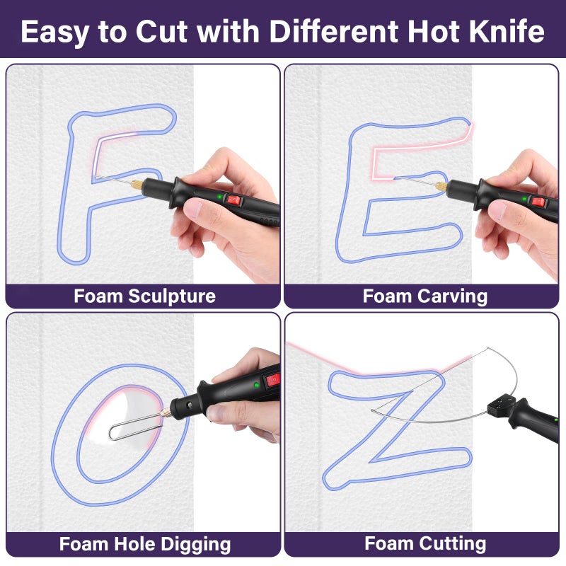 GOCHANGE 4 in 1 Foam Cutter Set, 18W Electric Styrofoam Cutting Tools Kit, 100-240V Hot Wire Cutter Tool With Power Adapter For DIY Craft, Small Cutting Project, Foam Carving & Digging - Image 5