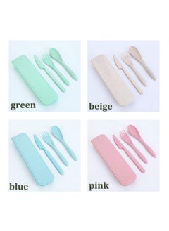 KASTWAVE Cutlery with Case Travel Utensil Set, 4 Sets Wheat Straw Reusable Portable Spoon Knife Forks Tableware, Eco Friendly Non-toxin BPA Free Portable Cutlery for Travel Picnic Camping or Daily Use  - Image 4
