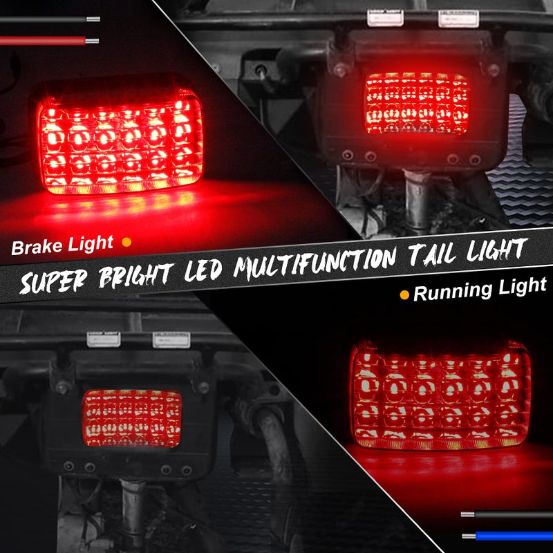 QUASCO Led Tail Light Red Lens ATV Taillight Brake Lights Compatible with Yamaha Grizzly Big Bear Bruin Kodiak Wolverine Rhino Viking, Replacement for 5km-84710-01-00 - Image 2