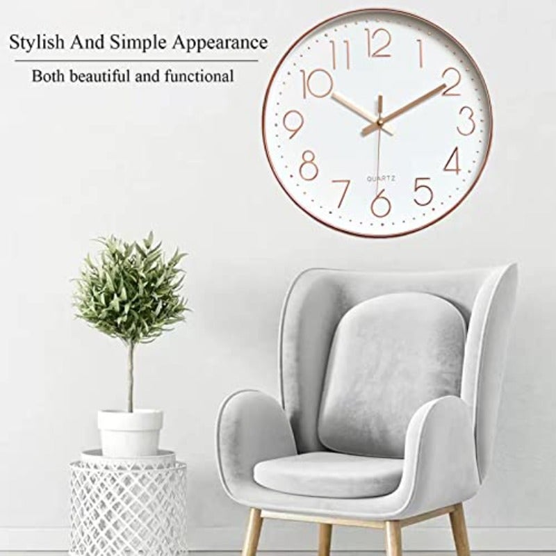 Qiccijoo Wall Clock 12-inch Silent Non-Ticking Round Wall Clocks Battery Operated Easy to Read for Living Room Home Office School gold - Image 5