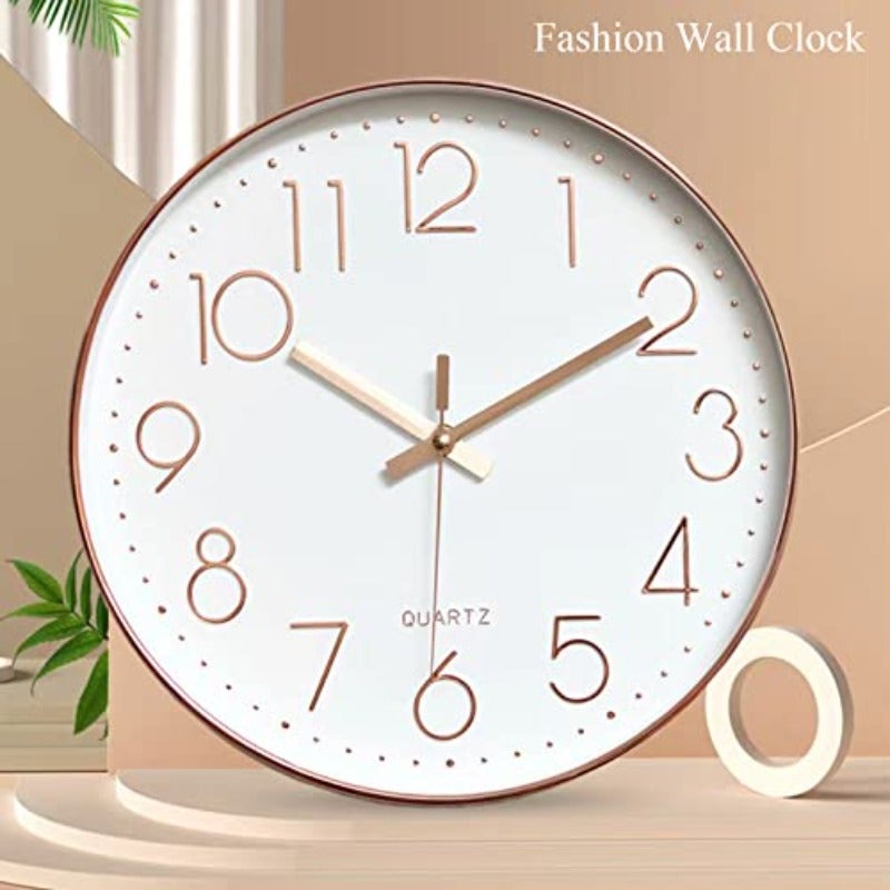Qiccijoo Wall Clock 12-inch Silent Non-Ticking Round Wall Clocks Battery Operated Easy to Read for Living Room Home Office School gold - Image 3
