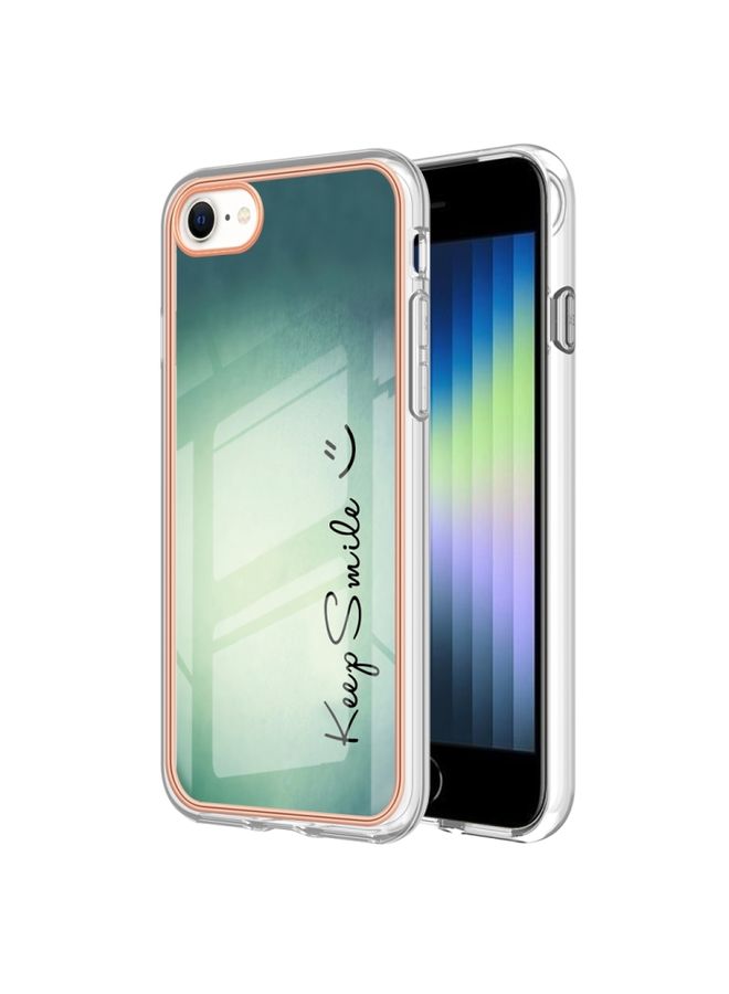 BGM Case Cover For iPhone SE 2022 / SE 2020 / 8 / 7 Electroplating Marble Dual-side IMD Phone Case Smile