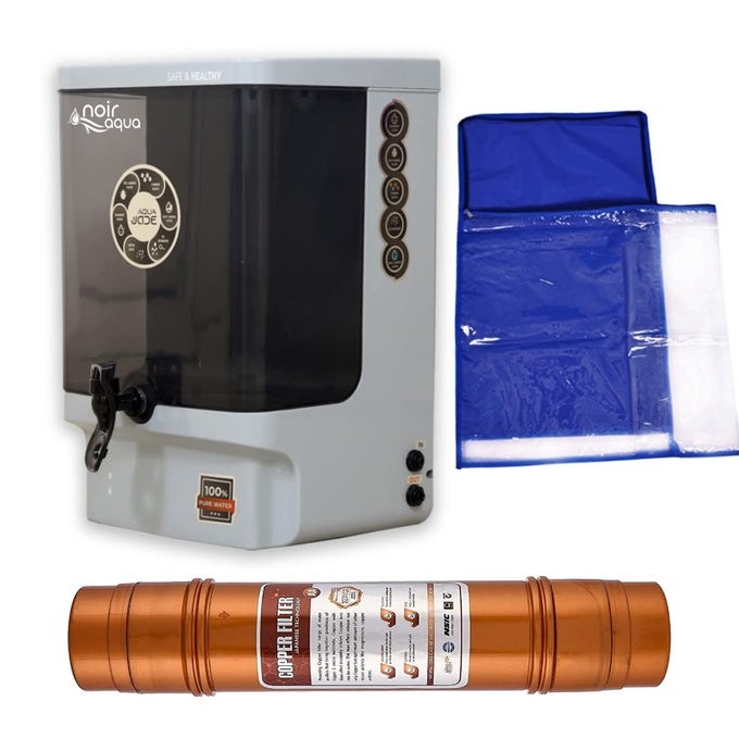JADE RO WATER PURIFIER WITH ACTIVE COPPER FILTER RO UV UF TDS CONTROL PRE FILTER PROTECTION COVER ACCESSORIES RO FILTER SYSTEM FOR HOME 10 LTRS 8 STAGE GRAY BLACK COPPER