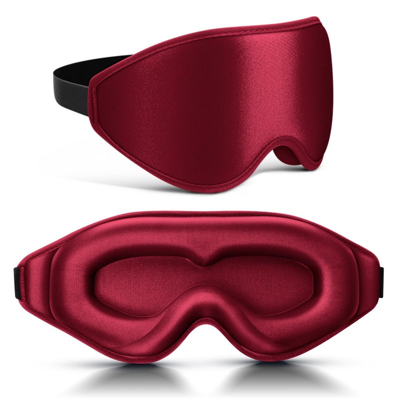 FlyCoco 99% Fully Block Out Light Eye Sleep Mask, 3D Deep Contoured Eyes Cover Zero Pressure, Long Lash Extension Eyes Mask with Adjustable Straps for Sleeping Travel Home Nap Rest Women Men (Red) - Image 1