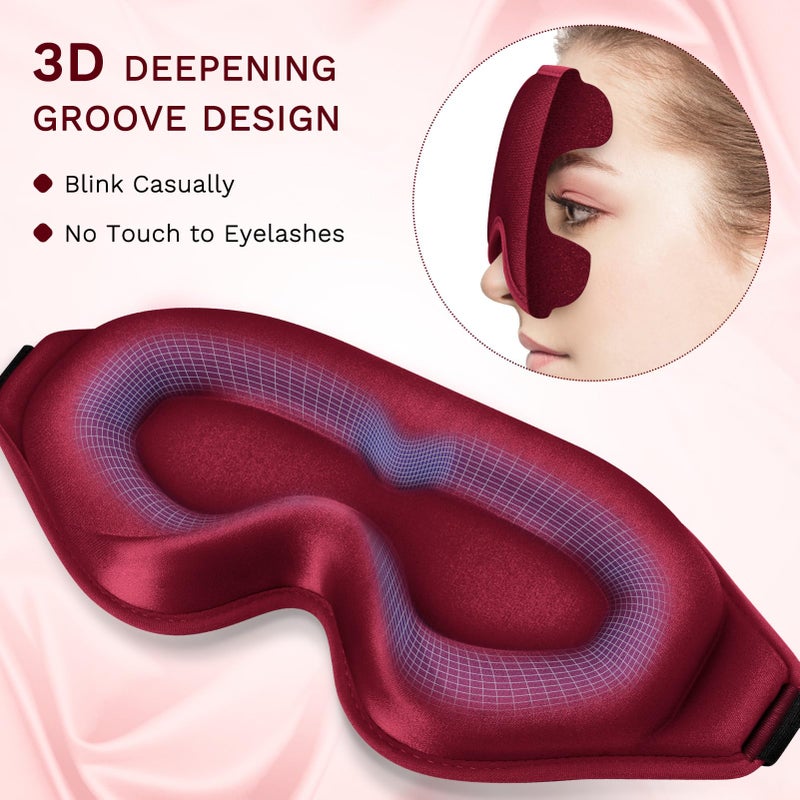 FlyCoco 99% Fully Block Out Light Eye Sleep Mask, 3D Deep Contoured Eyes Cover Zero Pressure, Long Lash Extension Eyes Mask with Adjustable Straps for Sleeping Travel Home Nap Rest Women Men (Red) - Image 5