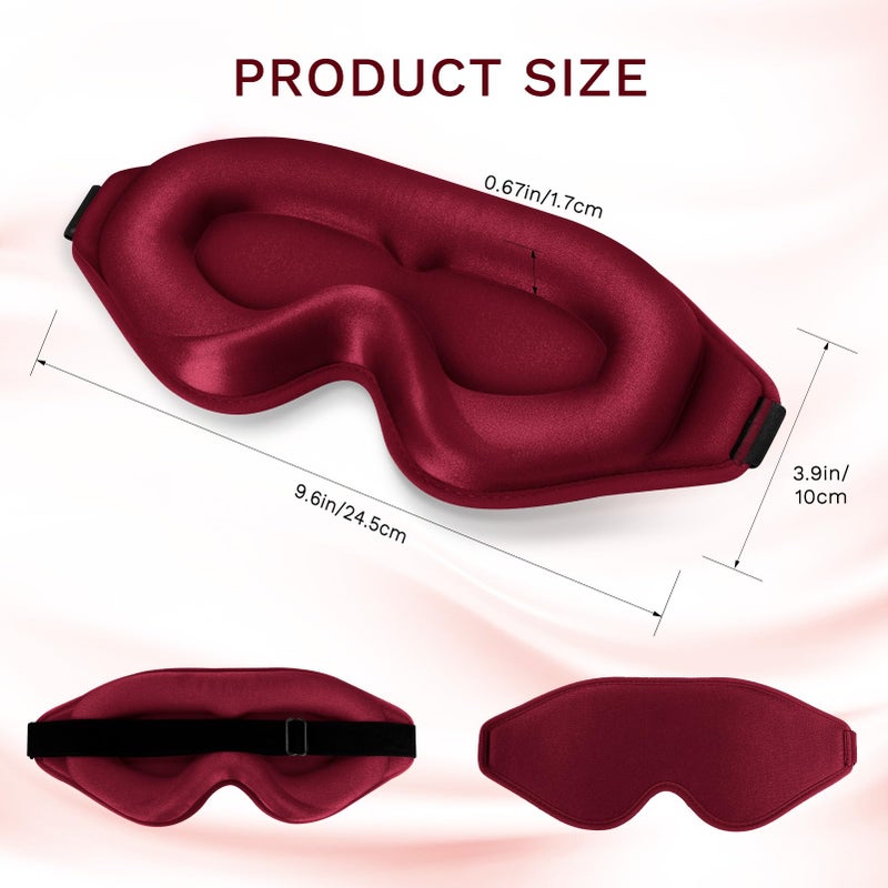 FlyCoco 99% Fully Block Out Light Eye Sleep Mask, 3D Deep Contoured Eyes Cover Zero Pressure, Long Lash Extension Eyes Mask with Adjustable Straps for Sleeping Travel Home Nap Rest Women Men (Red) - Image 2