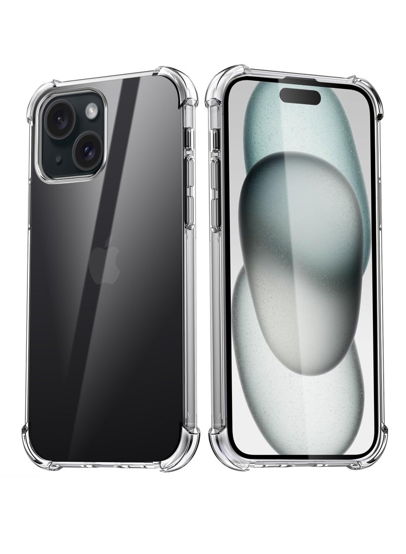 حومة غطاء حماية لهاتف iPhone 15، مرن وناعم من مادة TPU، مضاد للصدمات، شفاف نحيف، غطاء حماية مضاد للخدش ومضاد للصدمات لهاتف iPhone 15 - Image 1