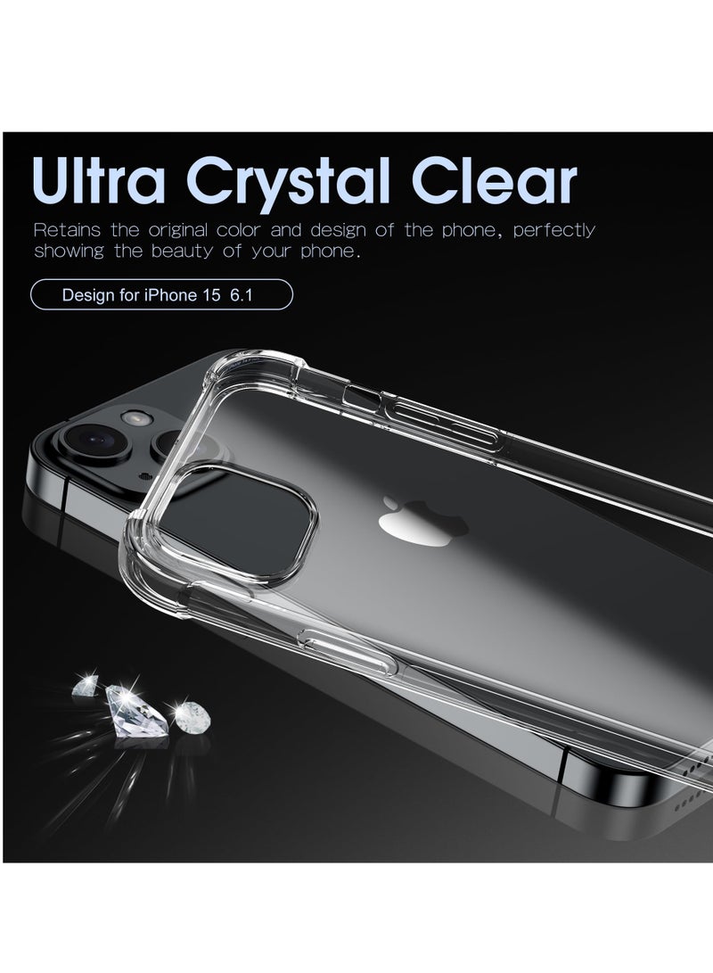 حومة غطاء حماية لهاتف iPhone 15، مرن وناعم من مادة TPU، مضاد للصدمات، شفاف نحيف، غطاء حماية مضاد للخدش ومضاد للصدمات لهاتف iPhone 15 - Image 3