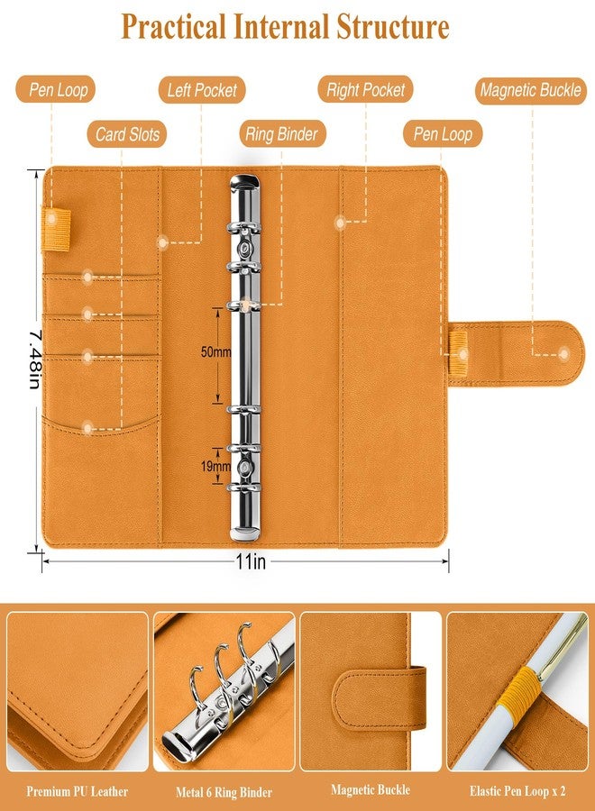 أنتنر منظم ميزانية أنتنر مع أظرف بسحاب، منظم نقود، أظرف نقود للميزانية، منظم ميزانية وتوفير مع أظرف نقود وملصقات ملونة لتوفير المال، أصفر داكن - Image 3
