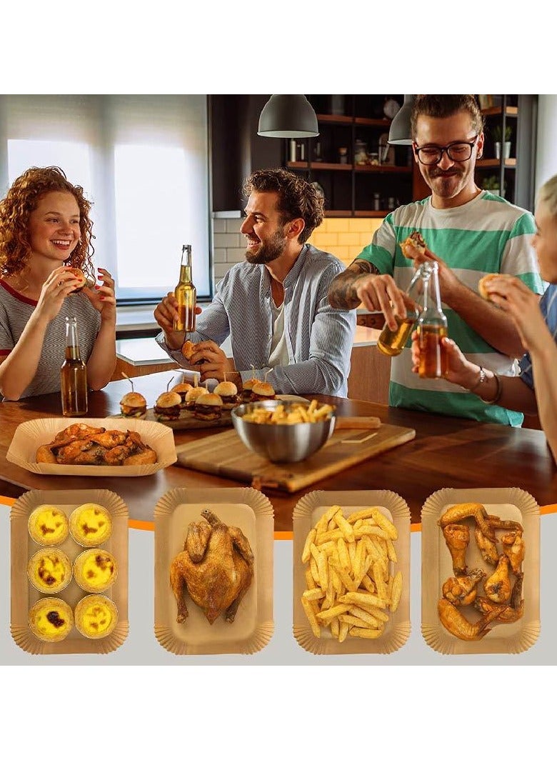 100 PCS Air Fryer Paper Liners Brown Disposable Paper Trays for Air Fryer Water proof Accessories Baking Paper Baking Oil-Proof Air fryer Parchment Paper Liner Air Fryer Liners Rectangle (22cm x 14cm) - Image 4