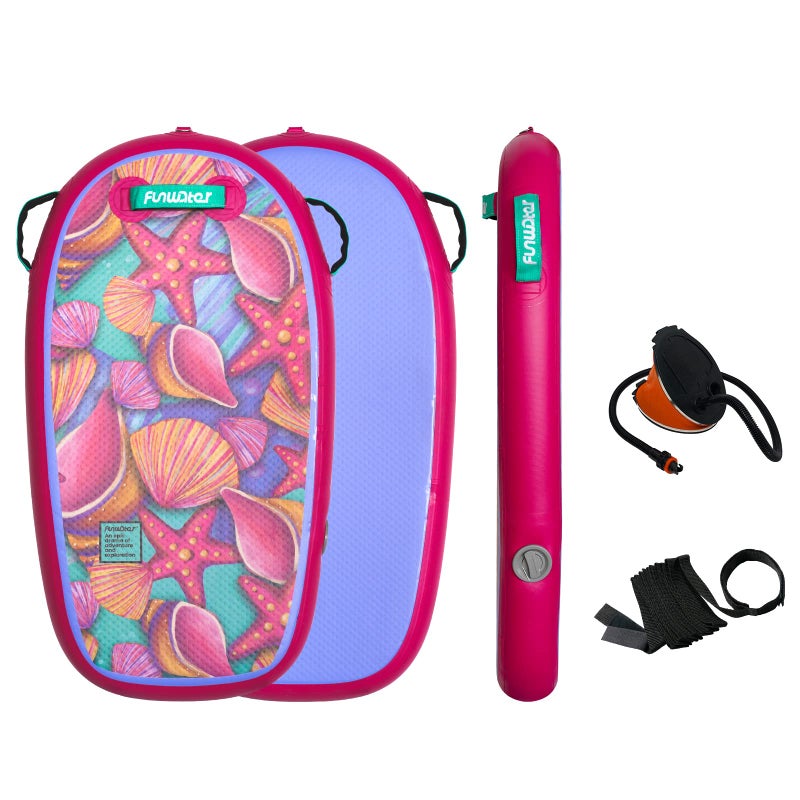 FunWater Body Board Inflatable Ultra Lightweight PVC Core Body Board Foldable Surf Bodyborad with Pump for Teens and Adults 37" - Image 1