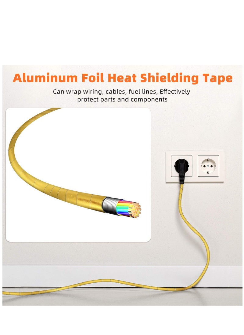 Generic - Heat Shield Tape Cool Tapes Aluminum Foil Heat Reflective Adhesive Heat Shield Thermal Barrier Foil Tape Self-Adhesive Heat Resistant Tape for Hose and Auto Use, 2 Rolls (Gold, 2 Inch x 32.8 ft) - Image 1