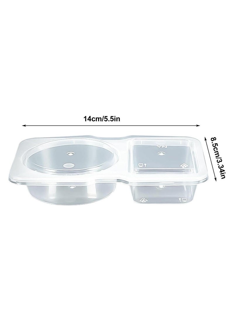 Reusable Snack Packs 2 Compartments, Dipping sauce box, Double Condiment Containers with Lids, Reusable Sauce Container (15 PCS)