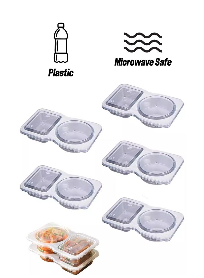 حاوية طعام بلاستيكية ، حزم وجبة خفيفة 2 مقصورات ، مربع صلصة الغمس ، حاويات توابل مزدوجة مع أغطية ، حاوية صلصة (15 قطع) ، ظهرا صريحة - Image 2