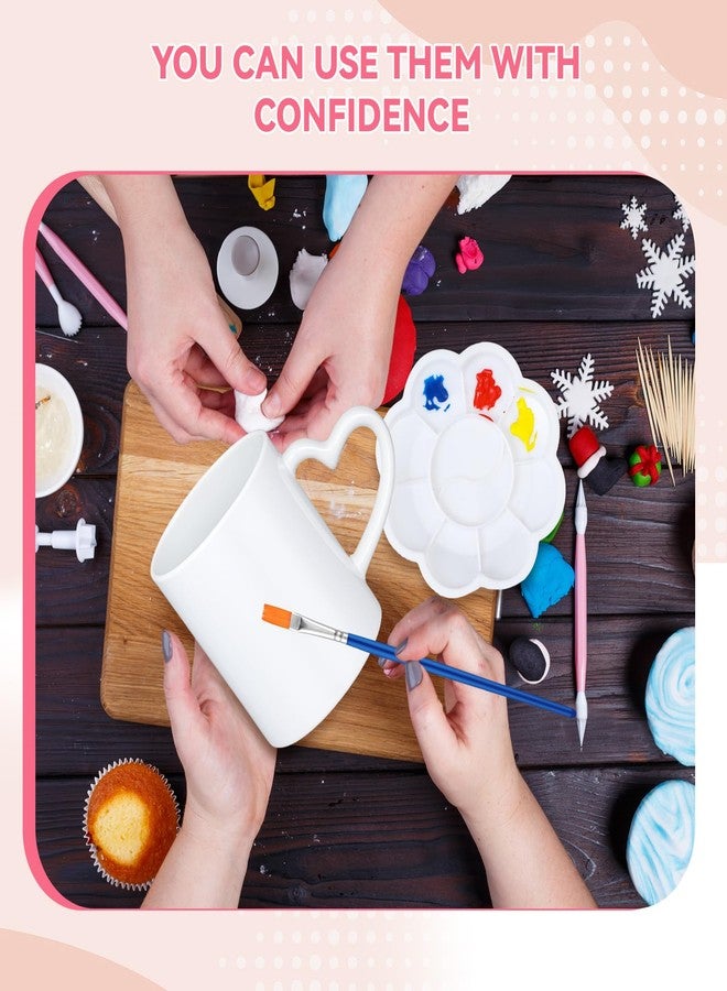 Soulchen 7 Pcs Paint Your Own Mug Kit DIY Mug Painting Kit Include 2 Paintable Mugs 2 Paintbrush 2 Acrylic Paints 12 Color and 1 Palette Tray Coffee Cup Decorating Set Craft Project (Heart,Ceramic) - Image 4