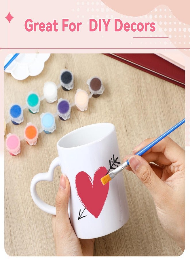 Soulchen 7 Pcs Paint Your Own Mug Kit DIY Mug Painting Kit Include 2 Paintable Mugs 2 Paintbrush 2 Acrylic Paints 12 Color and 1 Palette Tray Coffee Cup Decorating Set Craft Project (Heart,Ceramic) - Image 3