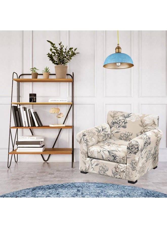 FUANGUI Stretch Sofa Cover Printed Couch Covers, 2 Piece Armchair Slipcover with Separate Chair Cushion Cover Floral Pattern, Washable Furniture Protector for Living Room (Armchair, Flower Shadow) - Image 2