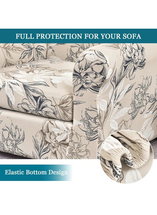 FUANGUI Stretch Sofa Cover Printed Couch Covers, 2 Piece Armchair Slipcover with Separate Chair Cushion Cover Floral Pattern, Washable Furniture Protector for Living Room (Armchair, Flower Shadow) - Image 4