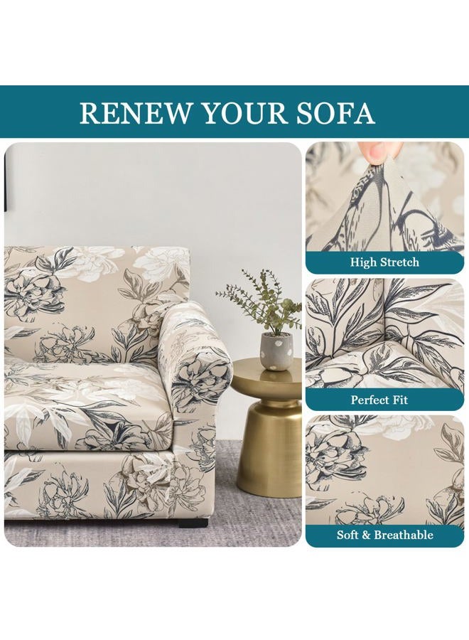 FUANGUI Stretch Sofa Cover Printed Couch Covers, 2 Piece Armchair Slipcover with Separate Chair Cushion Cover Floral Pattern, Washable Furniture Protector for Living Room (Armchair, Flower Shadow) - Image 3
