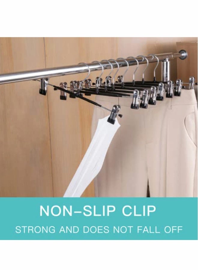 10 Pack Pants Hangers with Clips Skirt Hangers Adjustable Clip Hangers Non Slip, Metal Adult Baby Kids Space Saving Clothes Hangers for Closet Shorts Bottom Jeans Trouser Leggings  - Image 5