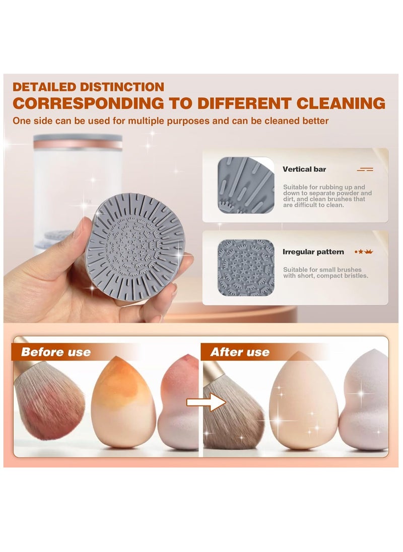 BTFMEI Electric Makeup Brush Cleaner - Makeup Brush Cleaner Machine with Brush Clean Mat, Automatic Cosmetic Brush Cleaner for All Size Makeup Brushes Set (White)  - Image 4