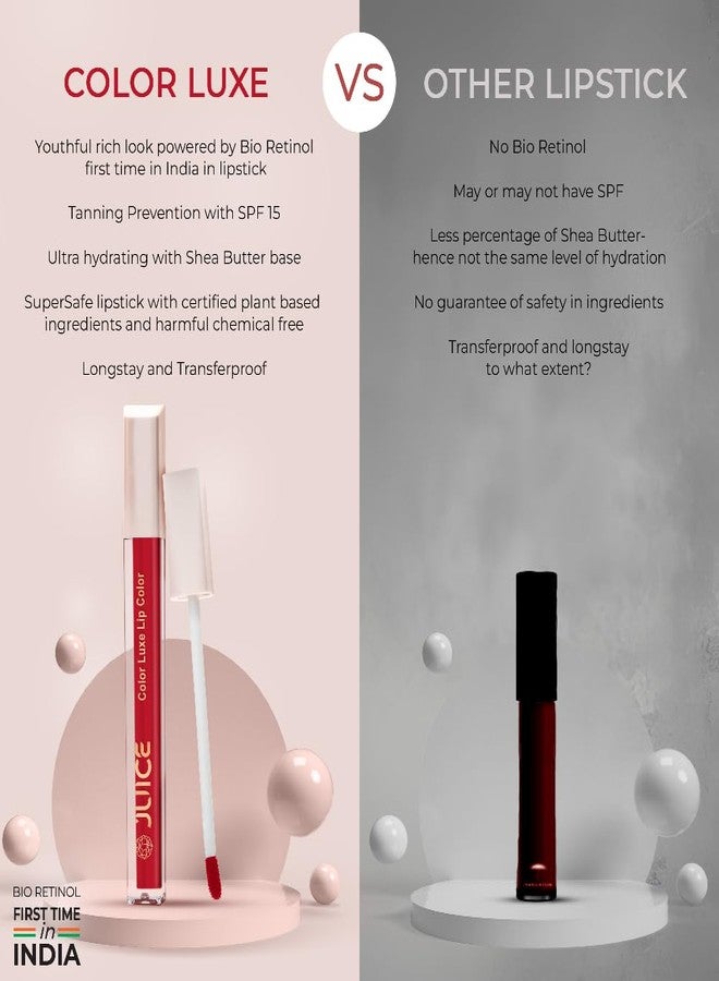 Juice Nude Power - M15 Kiss Sensation Lipstick & Juicy Plum - M05 Color Luxe Liquid Lipstick with Goodness of Bio Retinol, & SPF 15 UV Protection - Image 3