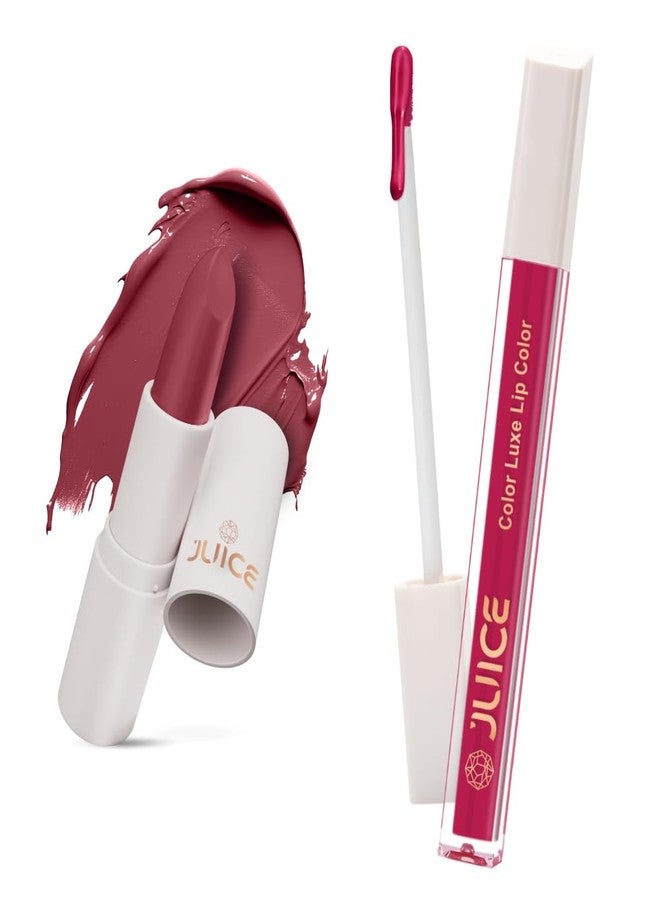 Juice Nude Power - M15 Kiss Sensation Lipstick & Juicy Plum - M05 Color Luxe Liquid Lipstick with Goodness of Bio Retinol, & SPF 15 UV Protection - Image 1